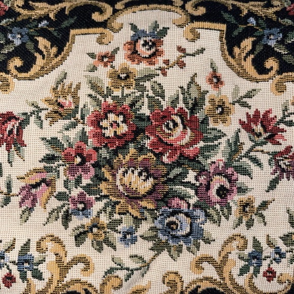 Vintage 1950’s Floral Petite-Point Snap Clutch Tapestry Embroidery Pattern Metal - Picture 4 of 14